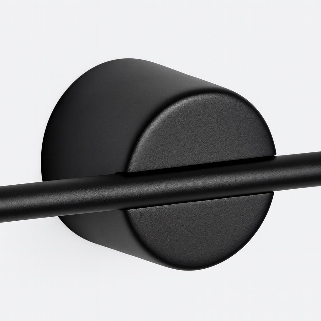 Wandgemonteerde stang met een ronde voet.