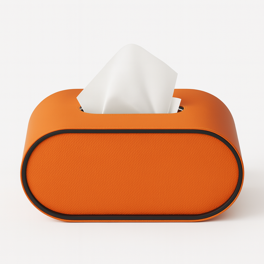 Ovale tissueboxhoes met opening aan de bovenkant.