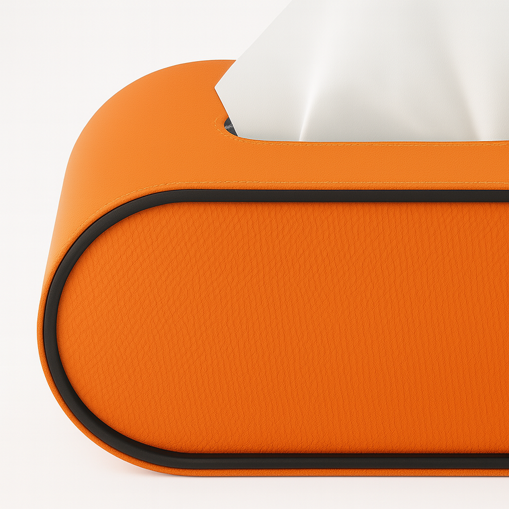 Ovale tissueboxhoes met opening aan de bovenkant.