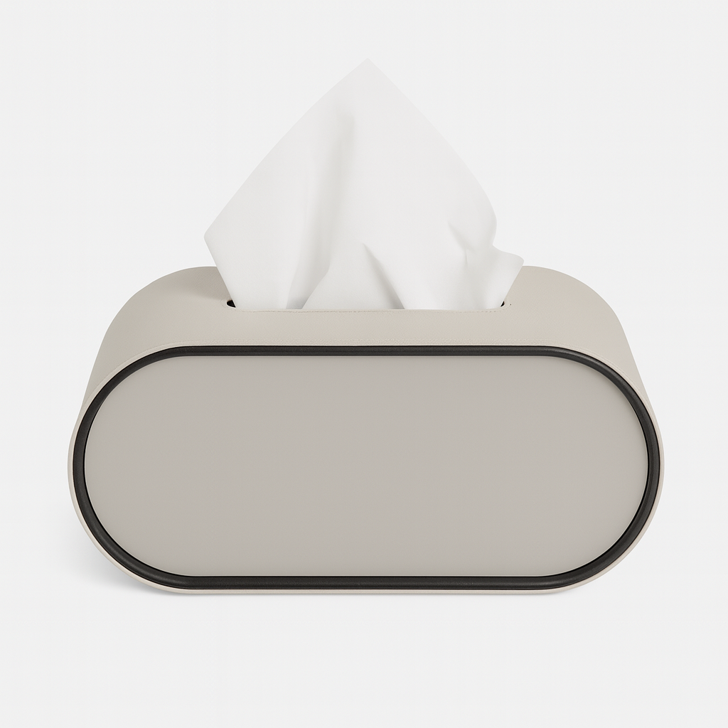 Ovale tissueboxhoes met opening aan de bovenkant.