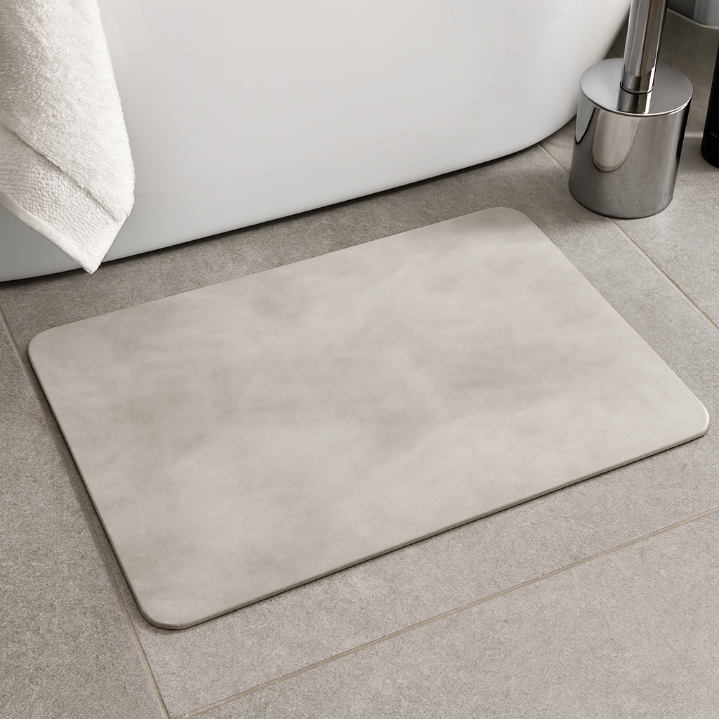 Rechthoekige mat met een glad oppervlak en afgeronde hoeken.