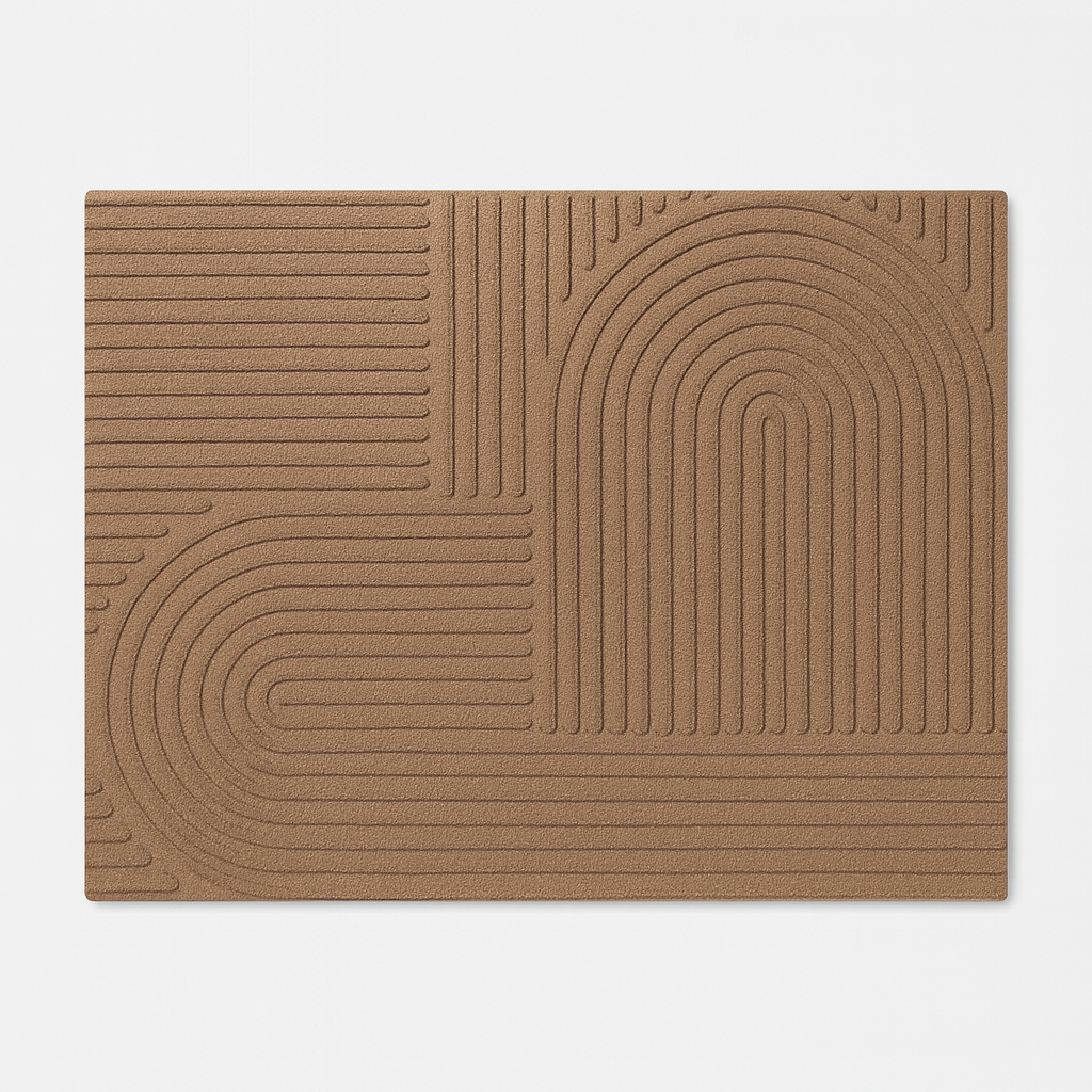 Rechthoekige deurmat met reliëf geometrisch patroon.