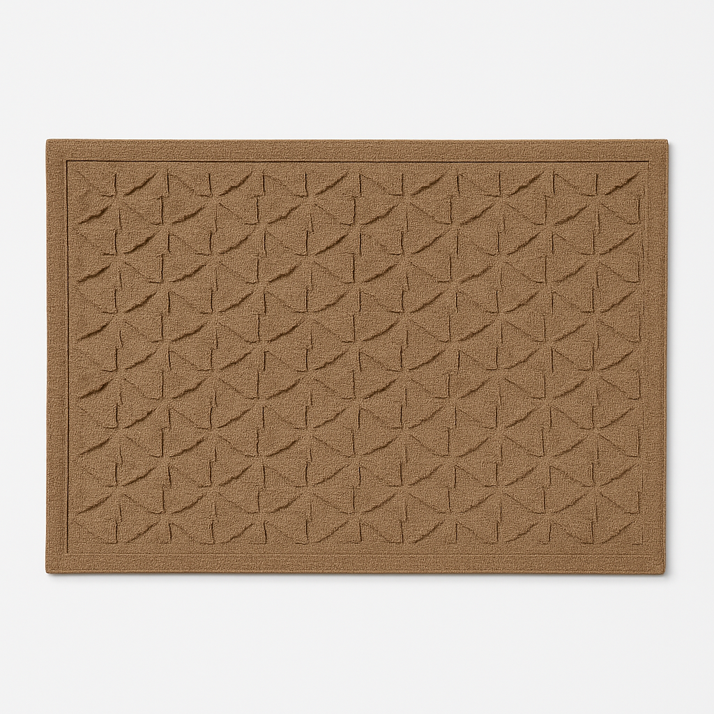 Rechthoekige deurmat met reliëf geometrisch patroon.